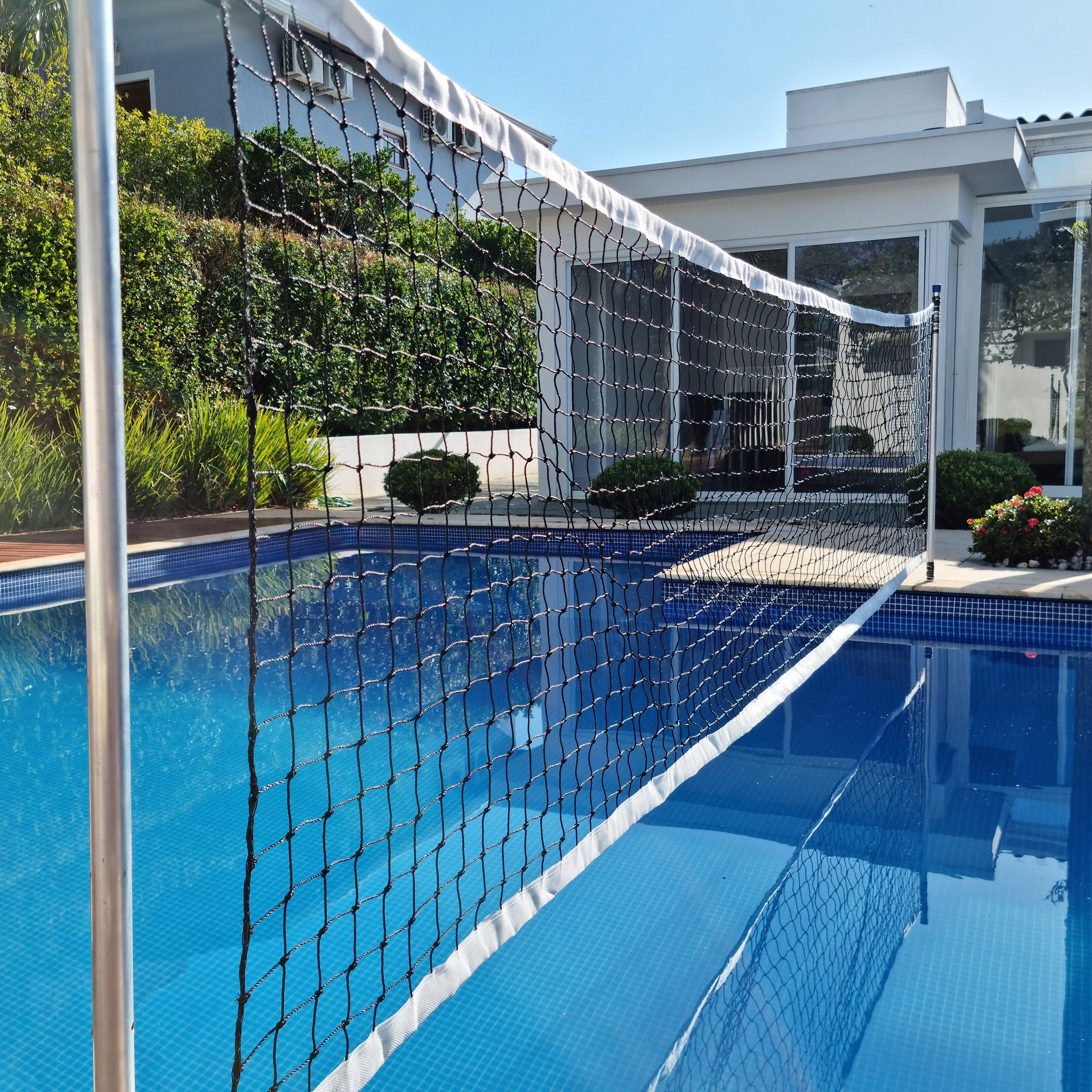 Rede de Biribol Vôlei de Piscina 5 Metros Malha 5cm 2 Faixas Branca - Gismar Redes