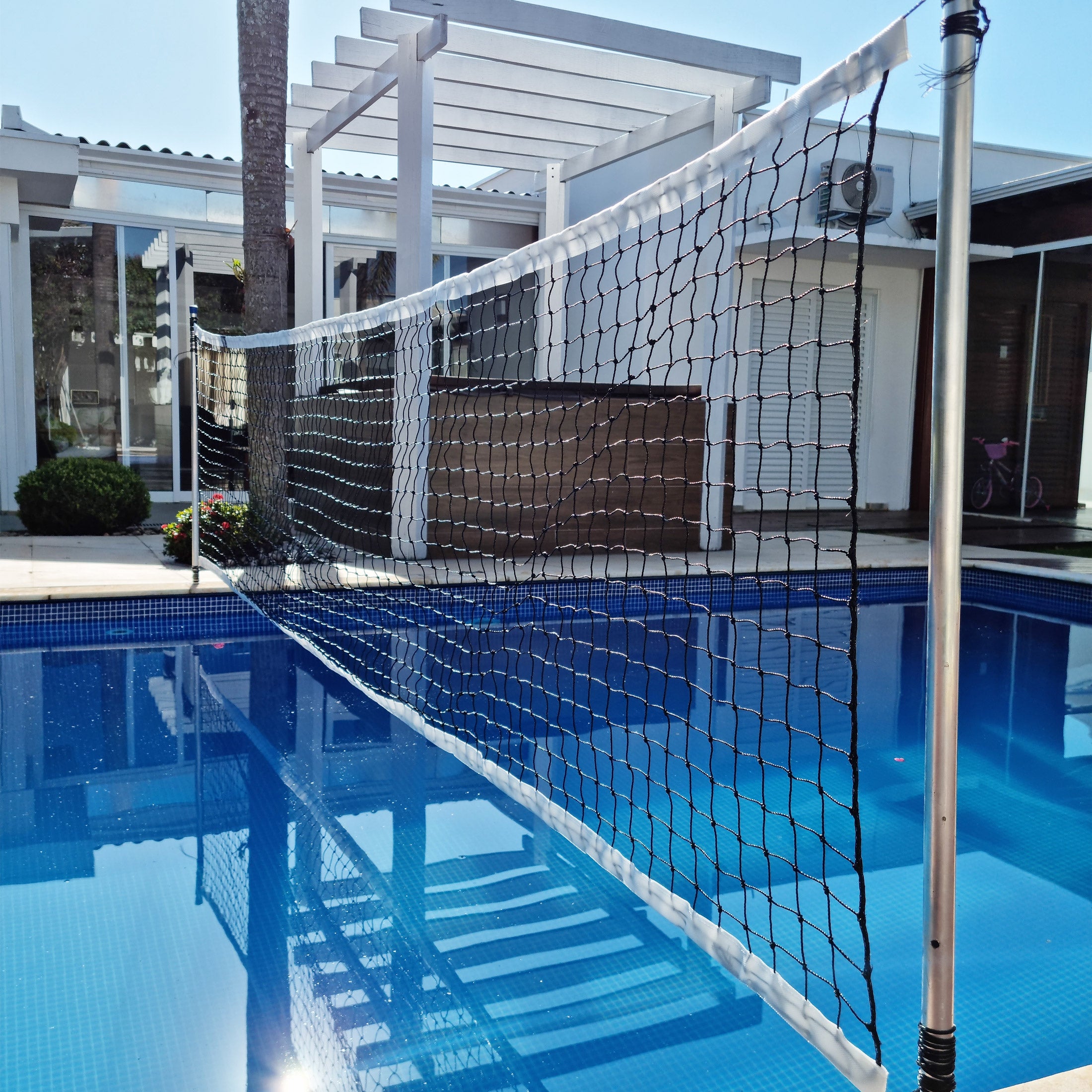 Rede de Biribol Vôlei de Piscina 5 Metros Malha 5cm 2 Faixas Branca - Gismar Redes