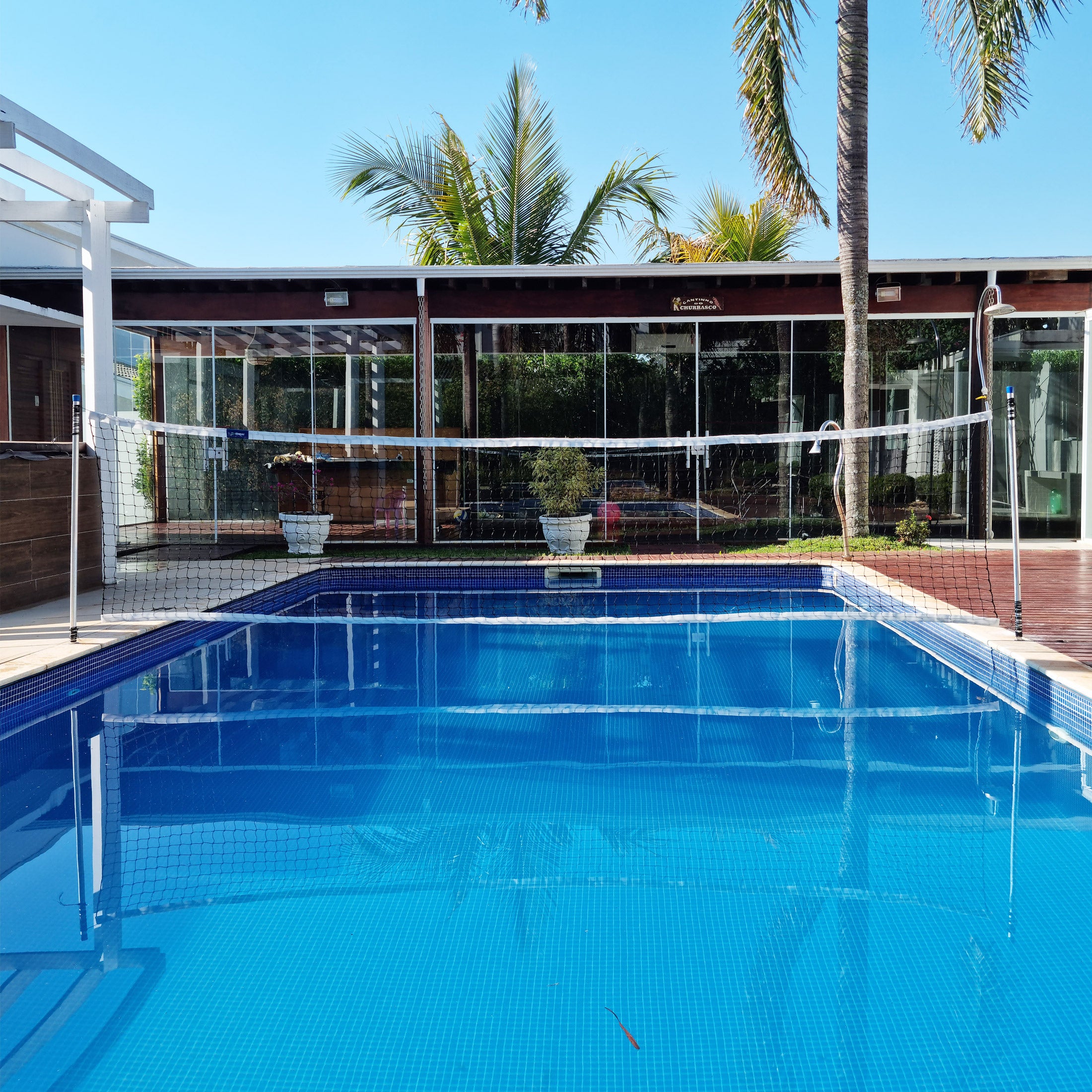 Rede de Biribol Vôlei de Piscina 5 Metros Malha 5cm 2 Faixas Branca - Gismar Redes
