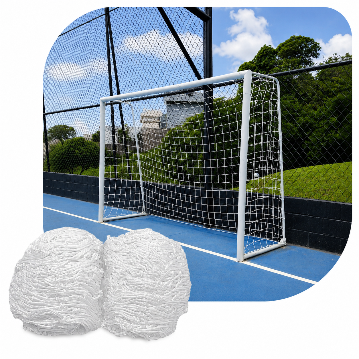 Par de Rede para Trave, Gol Futsal, Futebol de Salão Seda Caixote